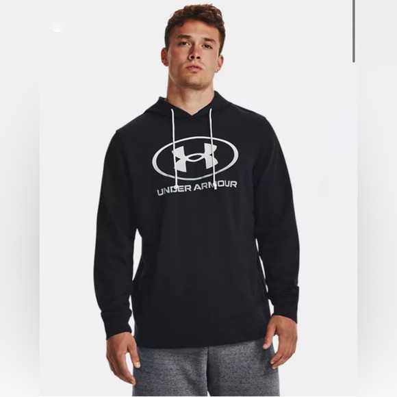 NWT Under Armour Light Blue Men’s Rival Terry Graphic Hoodie Sweatshirt Pockets - Picture 11 of 12
